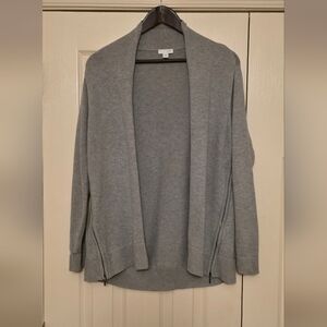 J. Jill M Side Zipper Open Front Cardigan Sweater in a gray cotton blend